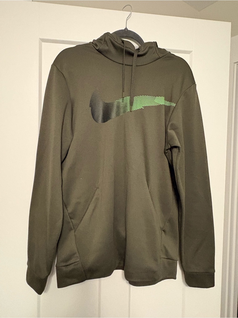 Nike Olive Green Hoodie with Gradient Swoosh